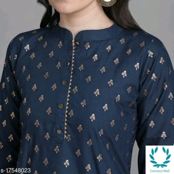 Women Cotton Straight Printed Long Kurti With Palazzos - XL